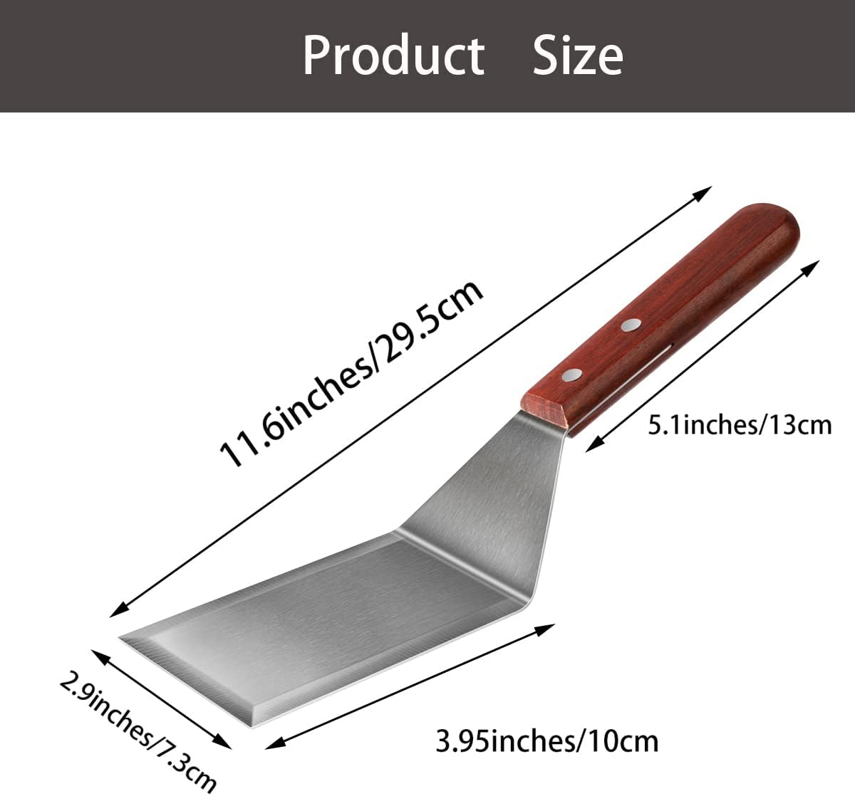 Metal Spatula for Cast Iron Skillet Grill Stainless Steel Spatula for Burger, Fish Turner Griddle Spatula, Spachulas Egg Flipper, Flat Top Metal Spatula for — image 3