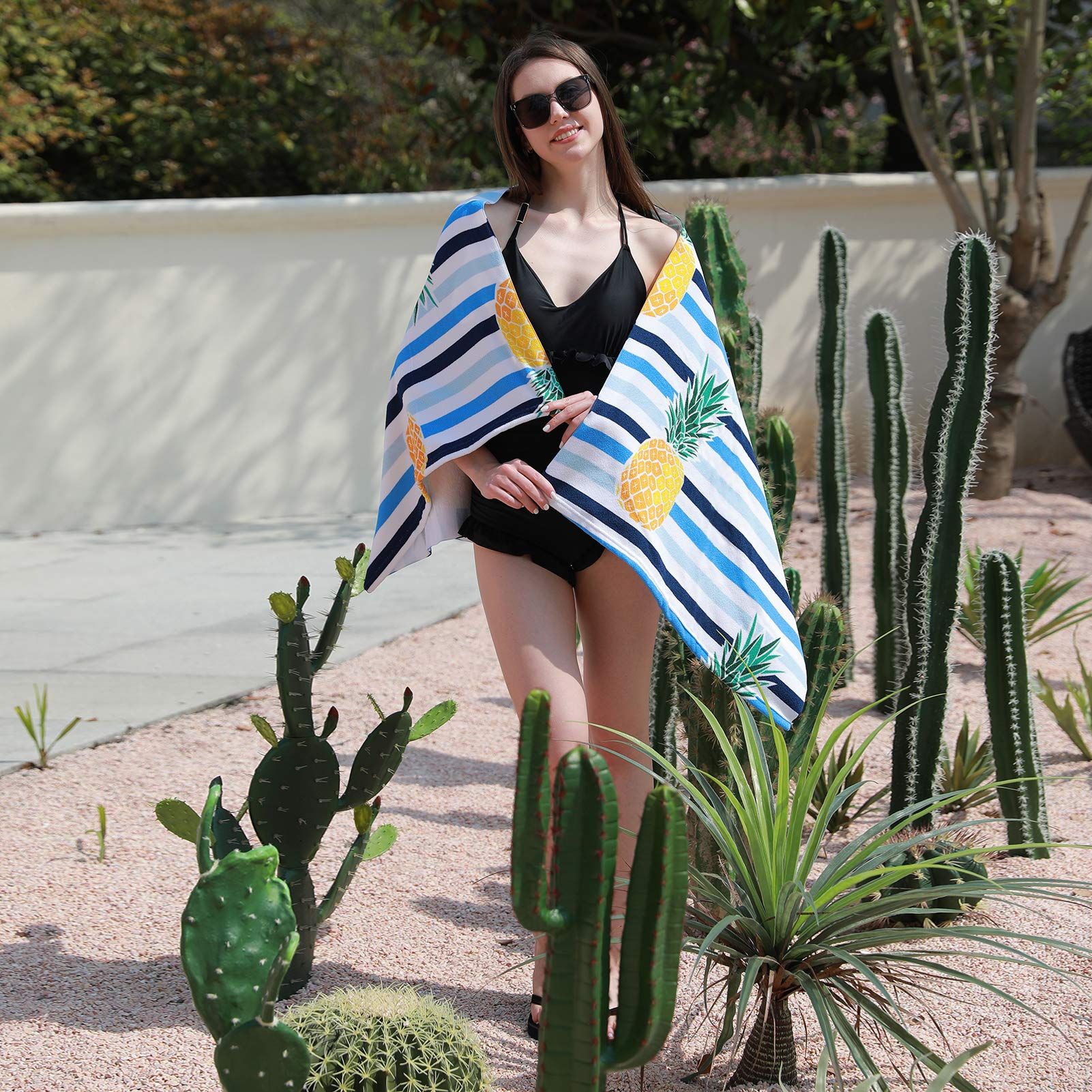 Microfiber Beach Towel for Women, Outdoors Pool Beach Towels for Gril, Oversized Classic Towels Pineapple โ image 5