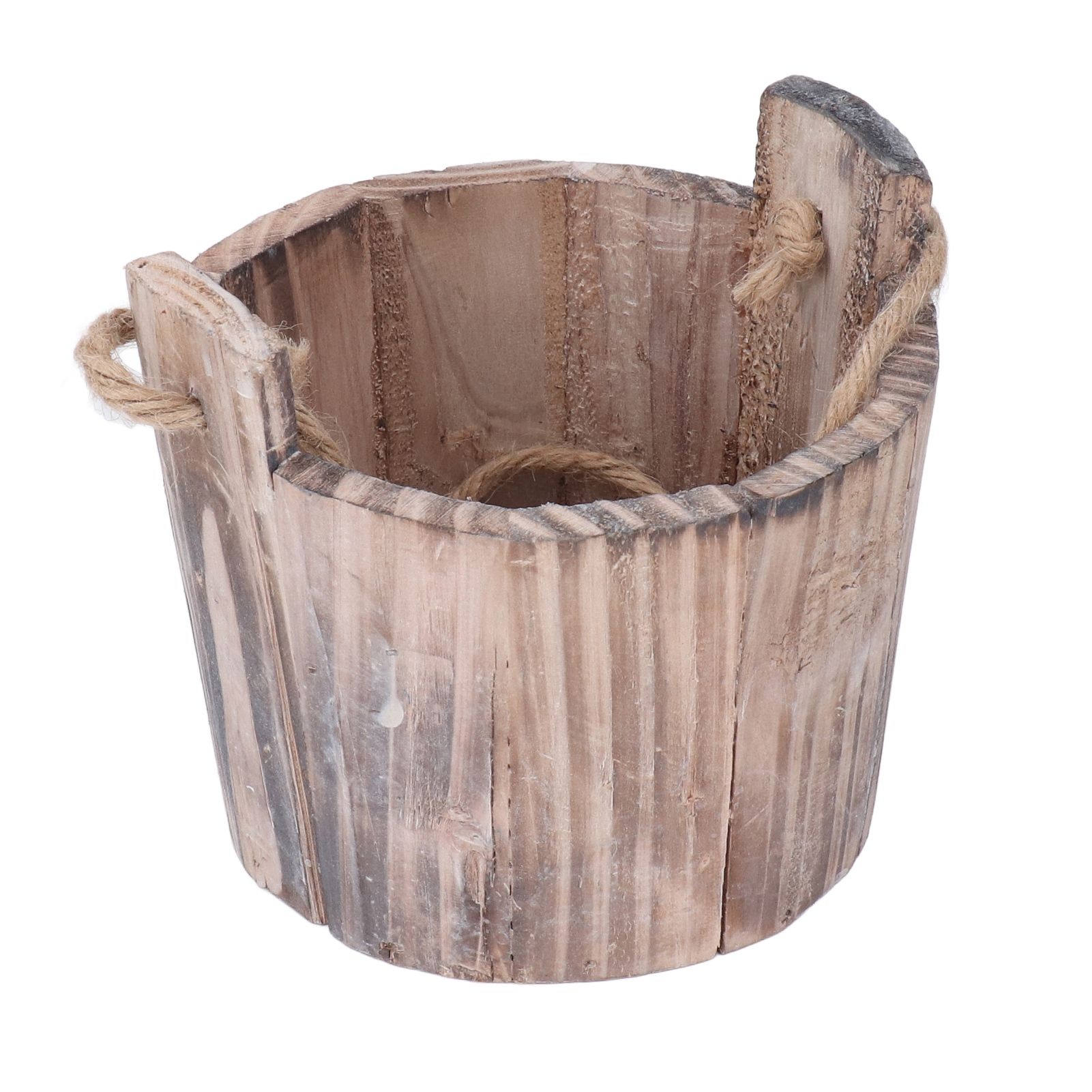 Barrel Planter Round Vintage Rustic Style Wall Hanging Wooden Garden Flower Pot for Garden Patio Office Home — image 6