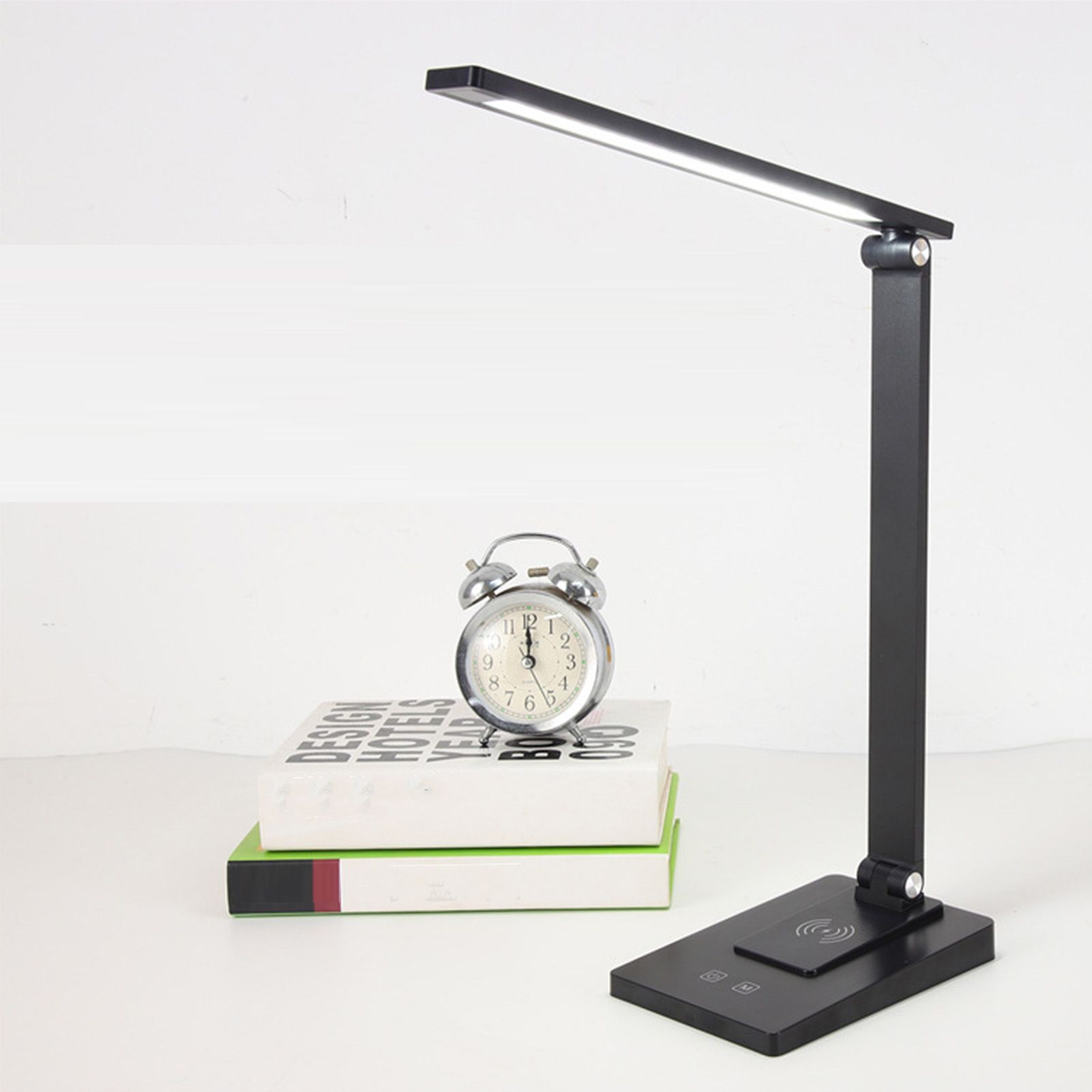 LED Desk Lamp with 3 Levels Brightness Eye Caring Office Reading Lamp Foldable Table Desk Lamp USB Wireless Charging Plug in Version — image 6