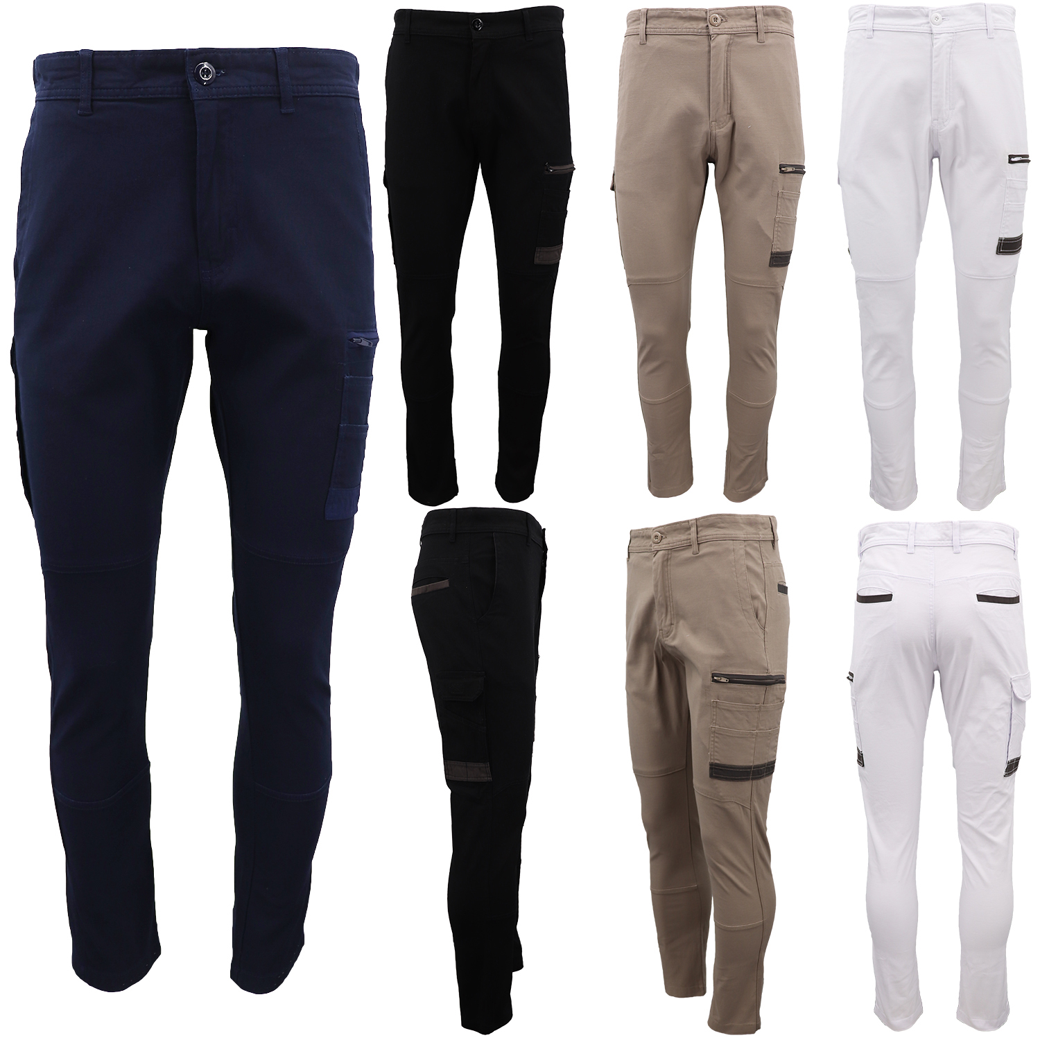 Men's Cotton Drill Cargo Work Pants UPF 50+ 13 Pockets Tradies Workwear Trousers, Navy, 36 โ image 4
