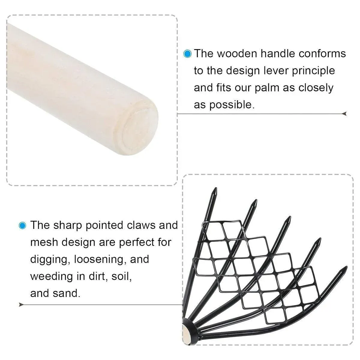 2X Clam Rake Net 5Claw Wood Handle Rake Shell Digging Tool Dig Seafood Tool โ image 5