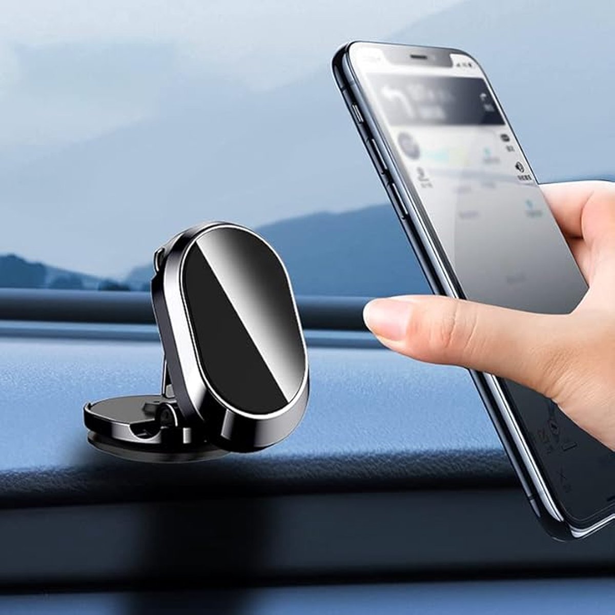 Magnetic Car Phone Holder - Foldable Multi-Angle Rotation - 360 Degree Rotatable Magnetic Phone Holder - For Mobile Phones / Smartphones In The Car - Universal — image 4