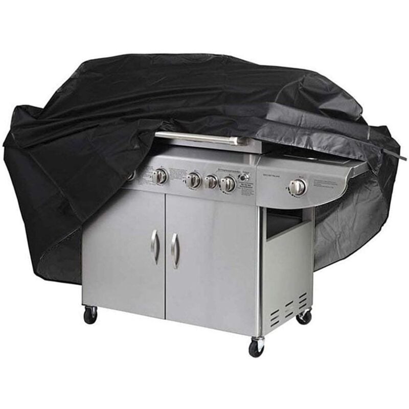 Grill Cover BBQ Protective Tarpaulin Anti-UV Anti-water Anti-moisture with Storage Bag Black (170 × 61 × 117cm)