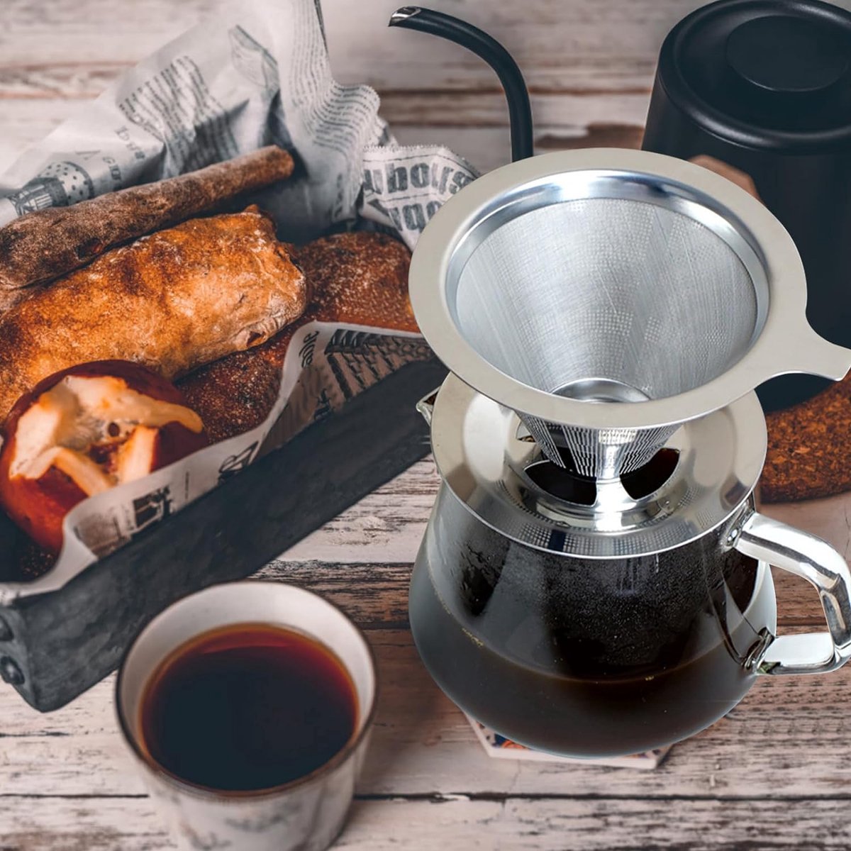 Reusable coffee filter for 6 cups - stainless steel permanent filter - clean after use — image 4