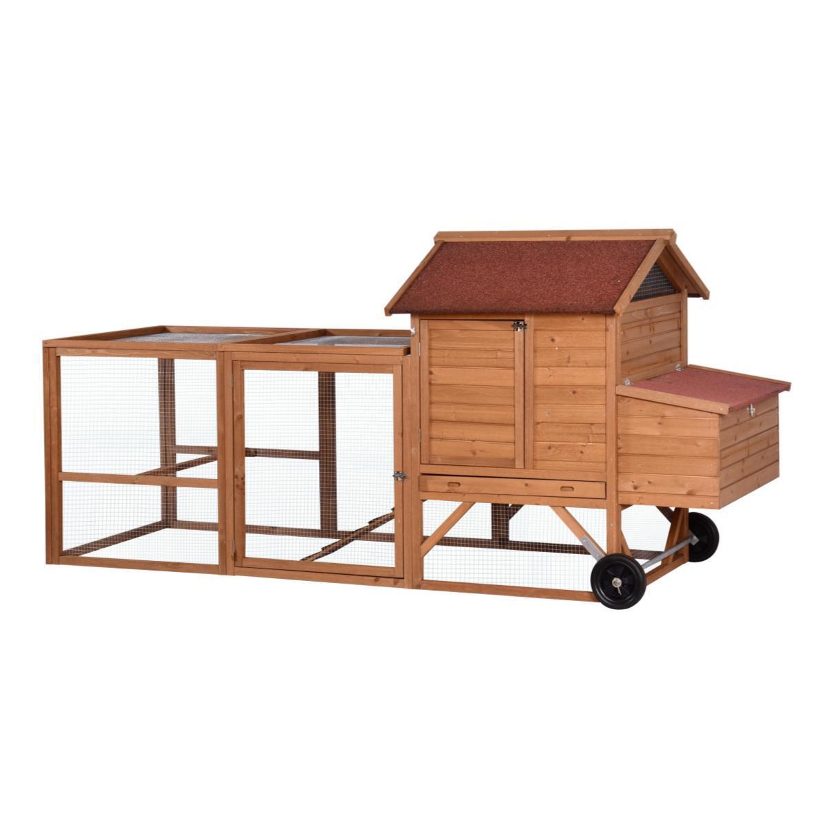 YES4PETS 248 cm XL Chicken Coop Rabbit Hutch Ferret Hen Guinea Pig House With Wheels โ image 2