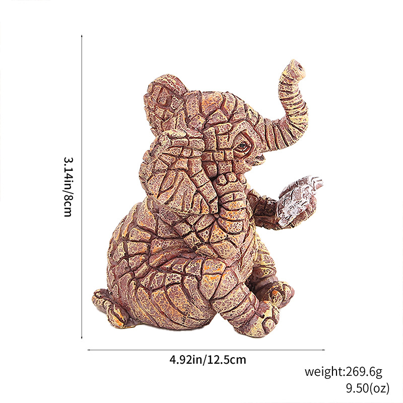 2 PCS Textured Resin Elephant Figurine - Decorative Stone-Look Statue for Home & Garden Decor โ image 3