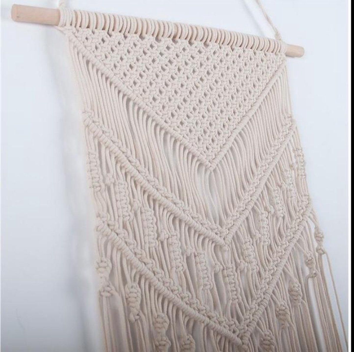Boho Macrame Wall Hanging, Natural Cotton Woven Tapestry, 100 × 40 cm — image 2