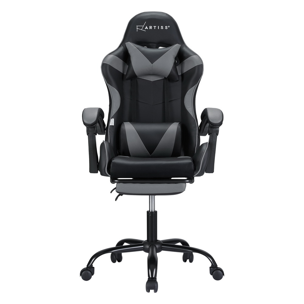 Artiss 2 Point Massage Gaming Office Chair Footrest Grey โ image 3