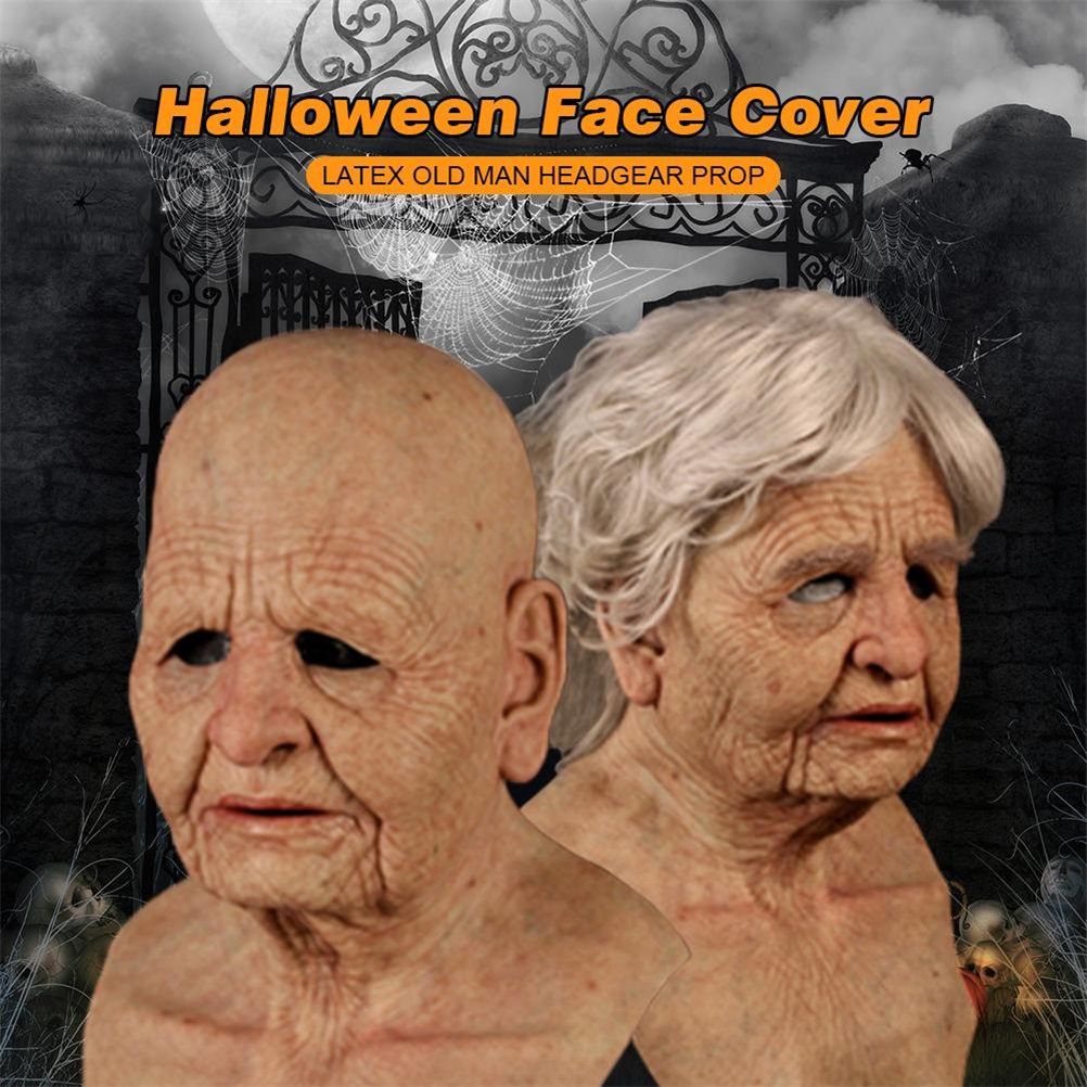 Halloween Latex Face Cover Novelty Old Man Horror Heagear for Masquerade Party โ image 2