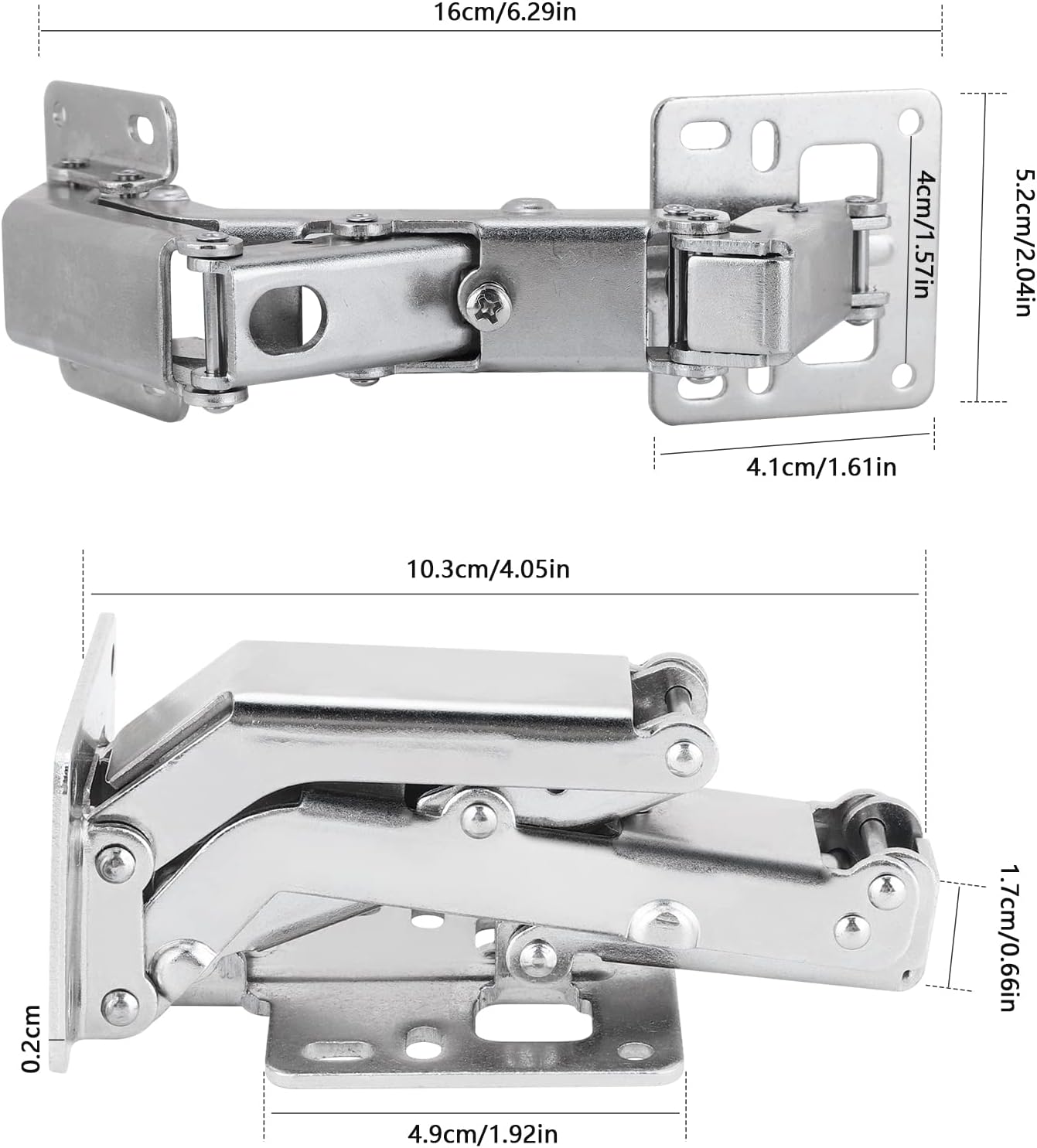 Spring-loaded hinge, 170 degrees, for kitchen cabinets, door hinges, large angle door hinges, angle stop, self-closing hinge, 4 pieces, improved version with โ image 3