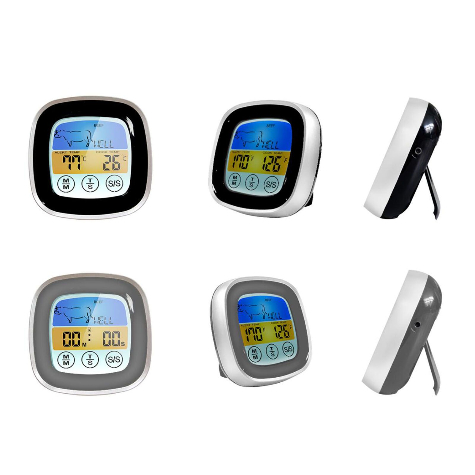 BBQ Thermometer 2 Alarm Mode Touch Screen Backlight Function Meat Thermometer for Outdoor Camping Picnic — image 3