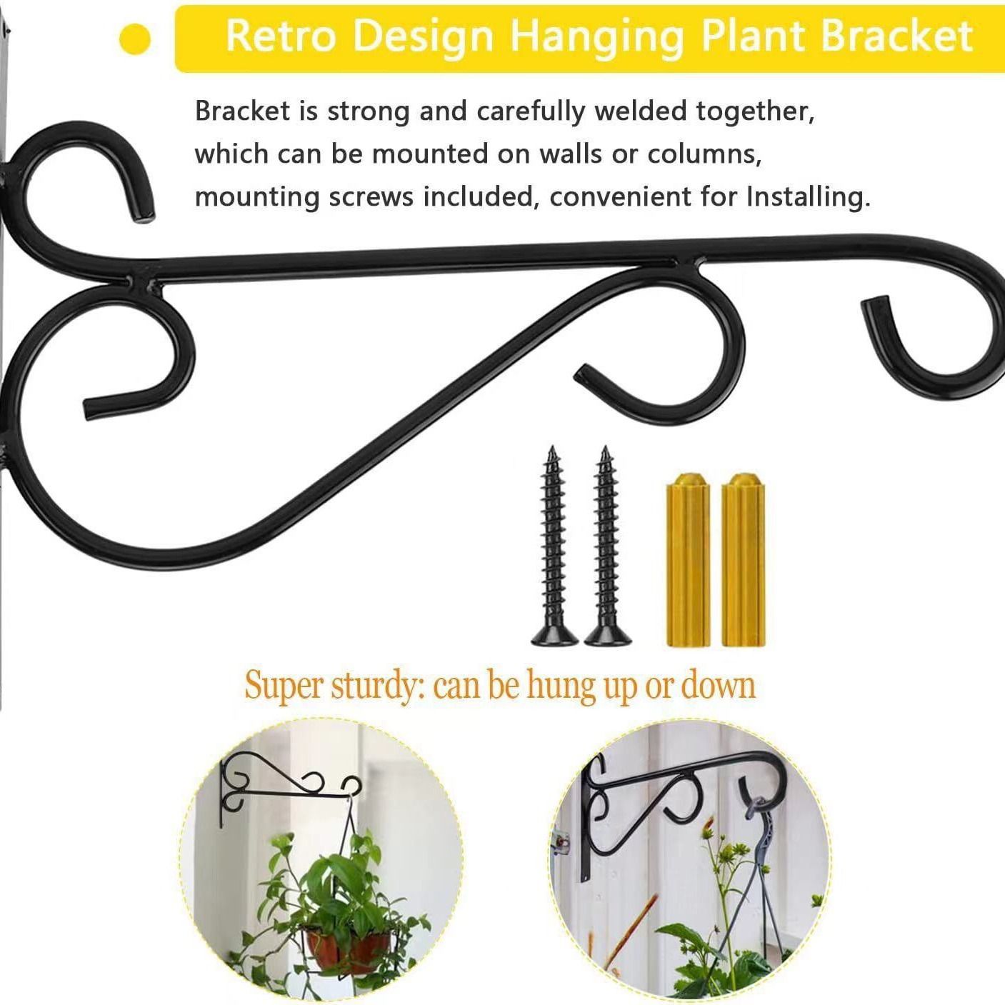 2 Pack 12 Inch Plant Hangers Outdoor Bracket, Indoor Wall Mount Metal Heavy Duty Rust-Resistant Bird Feeder Plant Hooks for Hanging Planters, Flower Baskets โ image 2