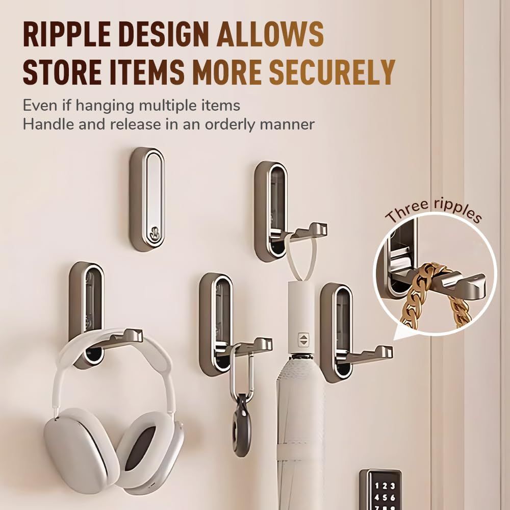 Folding Coat Hooks,Retractable Wall Closet Hooks,Heavy Duty Hook Bathroom Towel Hooks Robe Hooks Wall Mounted for Hanging Coat Towels Clothes (Brown) — image 4