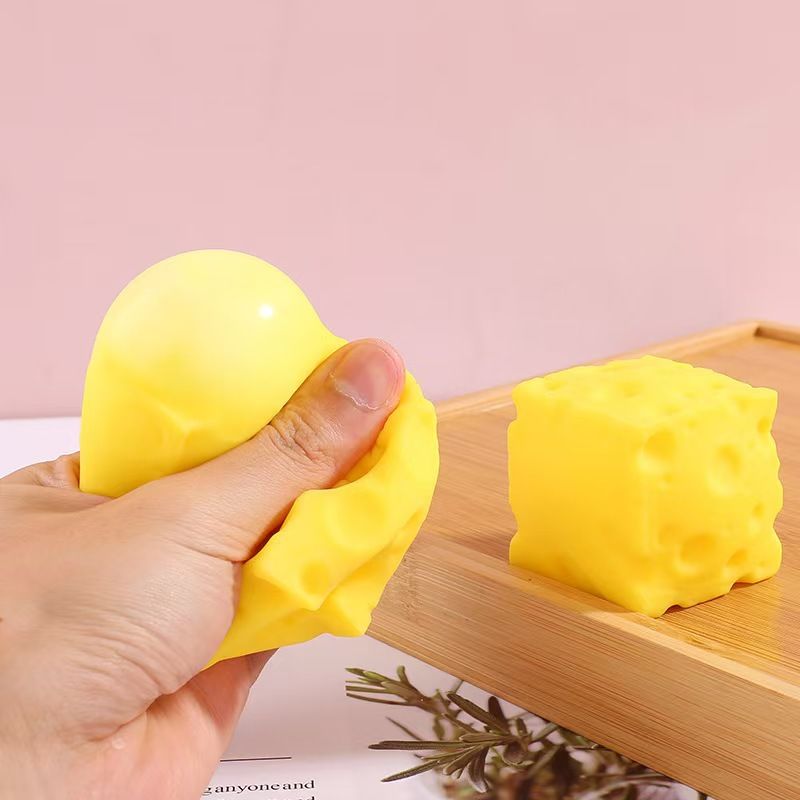 Squeeze Stress Relief Toy 3-Pack - Square Cheese Shape Slow Rebound Squishy Toy for Anxiety Relief - Soft PU Foam Decompression Toy - 7x7cm (3-Pack) — image 3