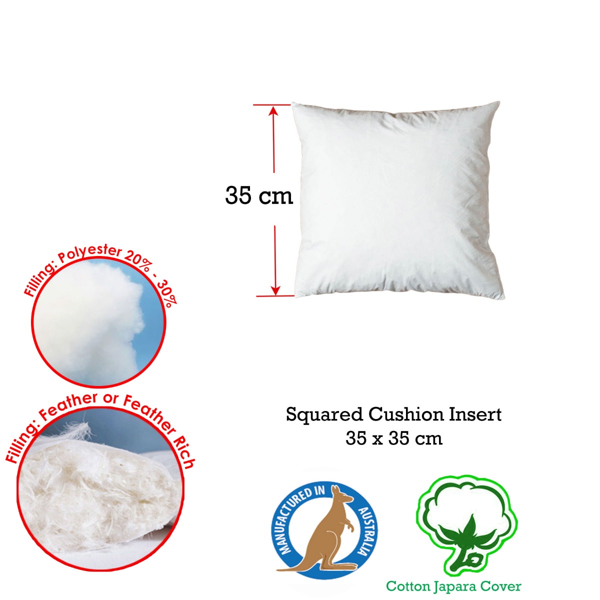 Duck Feather Rich Fill Cushion Inserter Square 35 × 35cm — image 2