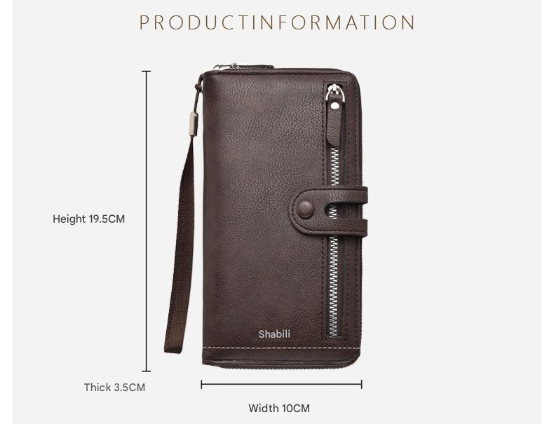 Two pieces High-Capacity PU Leather Clutch Wallet - Unisex Design with Wrist Strap, Zipper & Multiple Card Slots(black) โ image 6