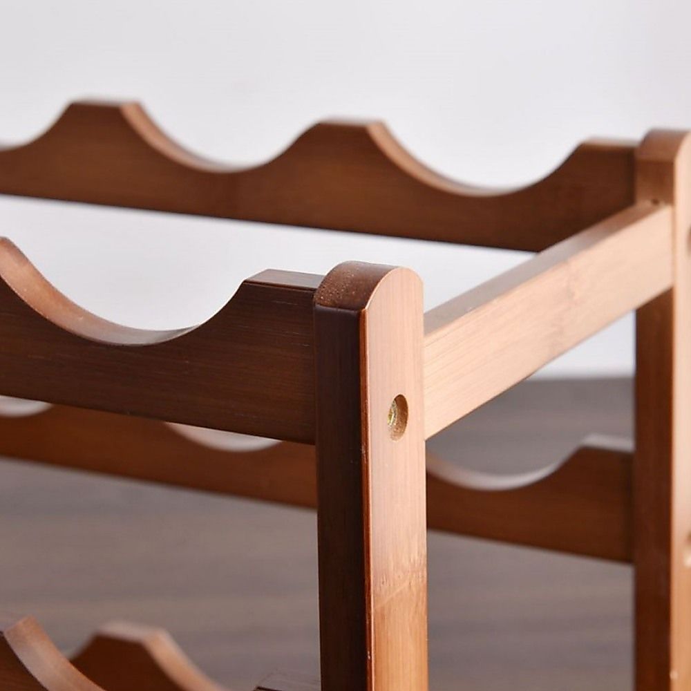 Bamboo Stackable Modular Freestanding Countertop Wine Shelf Rack — image 4