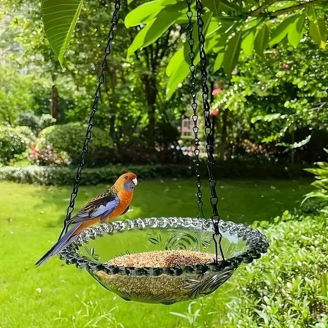 Bird Feeders for Outdoors Hanging Bird Feeder Wild Birds Feeder, Birdfeeders Outside Hanging, Wild Small Large Bowl Feeders for Garden (Diameter 15.7", Hight
