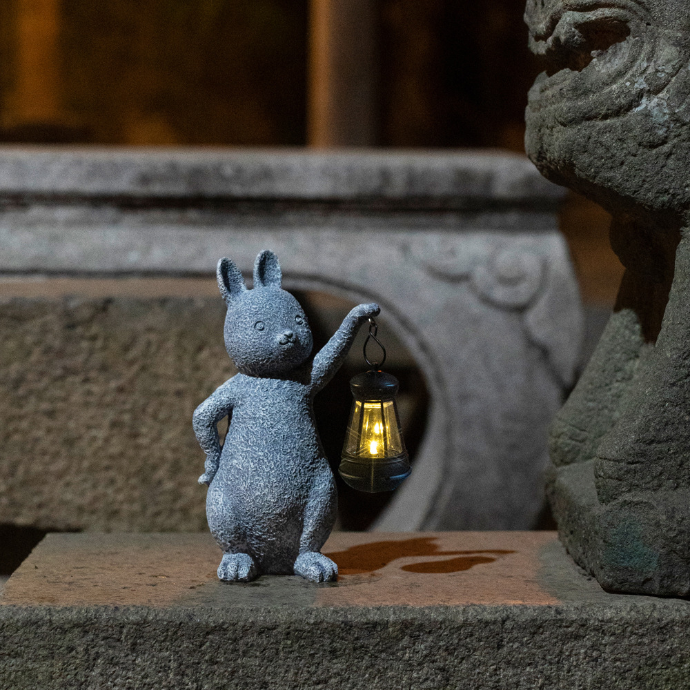 Green Solar-Powered Rabbit Statue with LED Lantern - Cute Garden & Lawn Decoration โ image 2