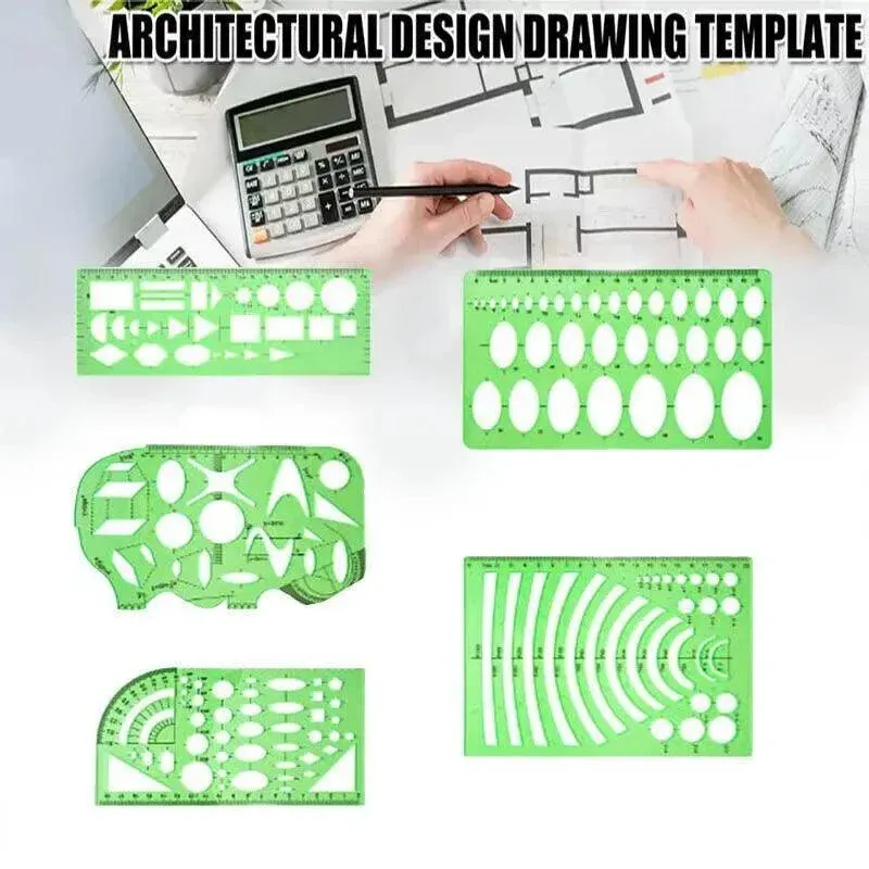 11Pcs Plastic Geometric Template Ruler Stencil Set Measuring Tool - 11 PCS — image 3