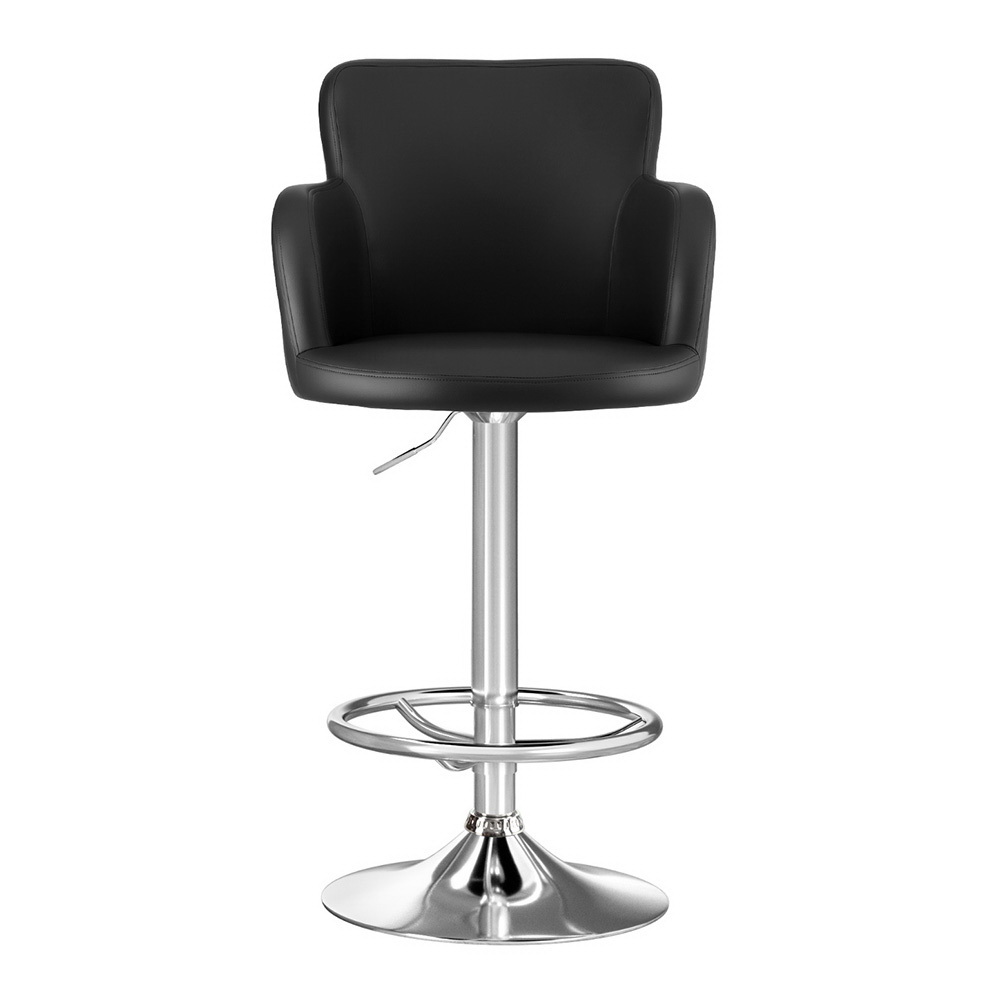 Artiss 1x Leather Bar Stools Swivel Adjustable Gas Lift PU Counter Chairs Black — image 3