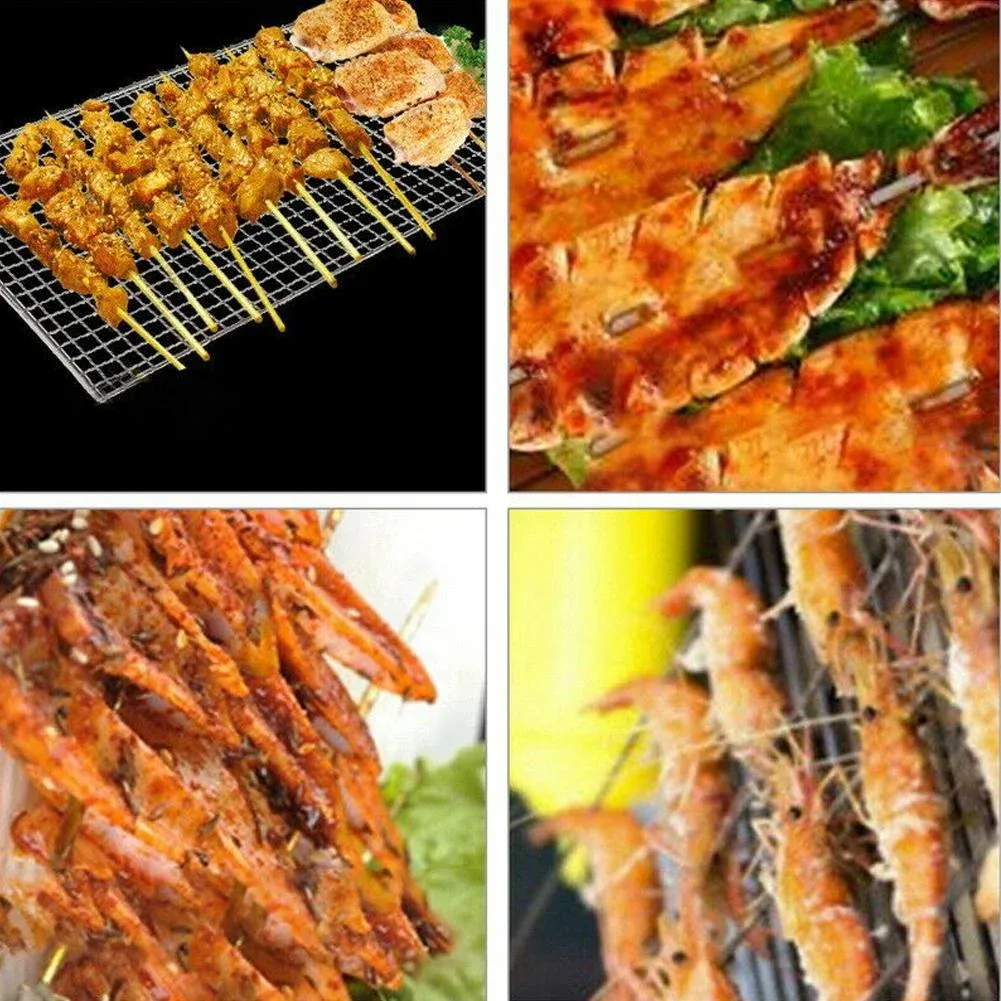 Non-Stick Fish Grilling Basket Metal Handle Barbecue Tool Meat Bacon Net BBQ Rack Grill Outdoor Steel Accessories โ image 2