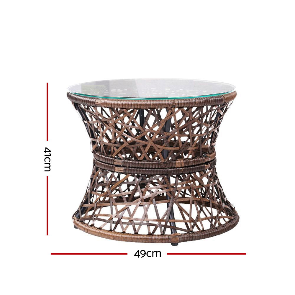 Gardeon Outdoor Lounge Setting Furniture Wicker Papasan Chairs Table Patio Brown โ image 3