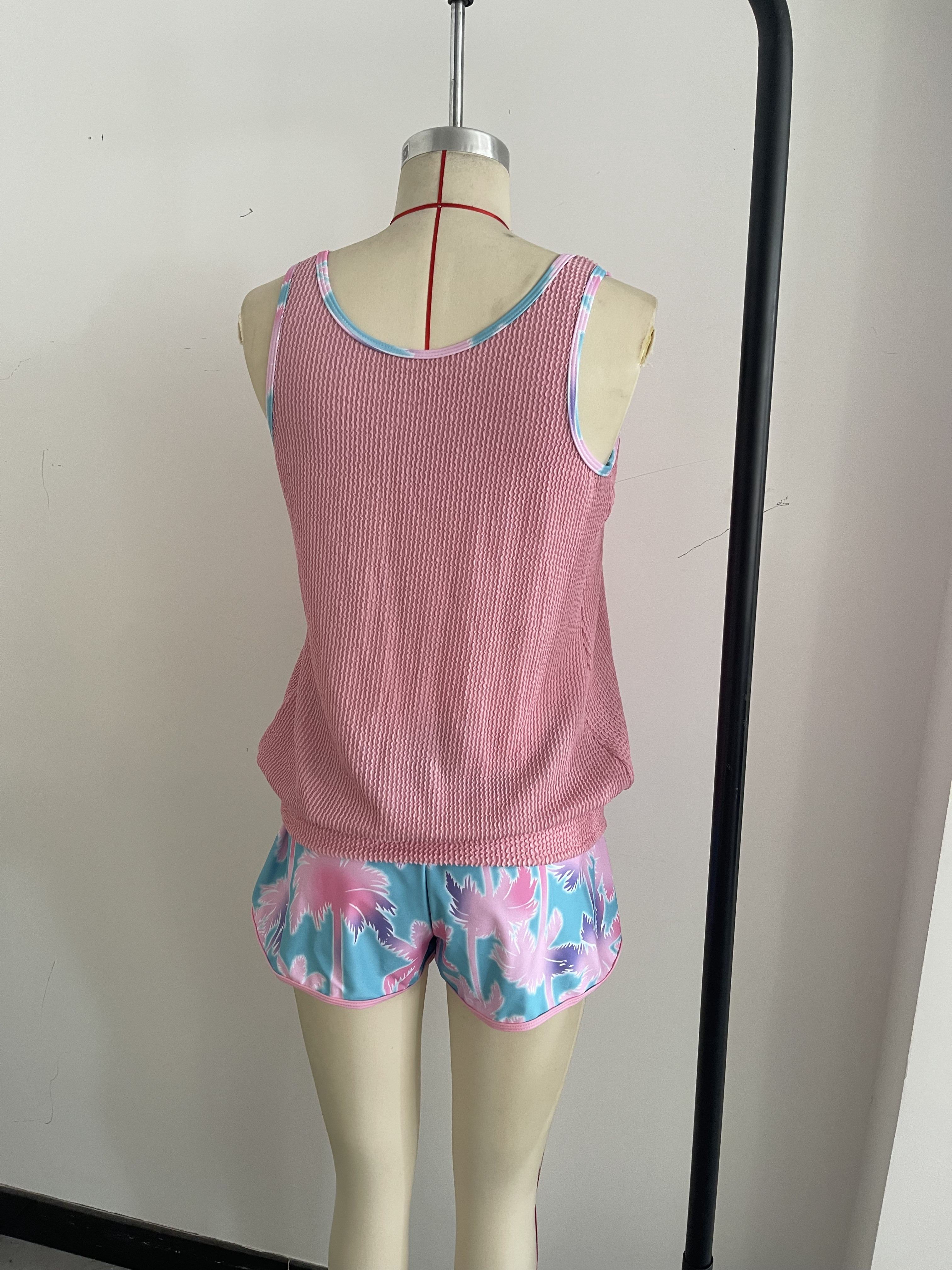 Palm Tree Print Holiday-Style Knit Fabric Two-Piece Swimsuit Size L โ image 5