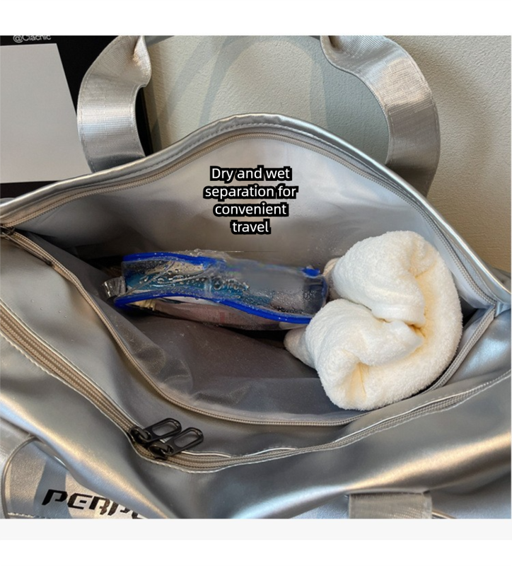 Lightweight Sports Bag with Dedicated Shoe and Wet Gear Zone(silver) — image 4