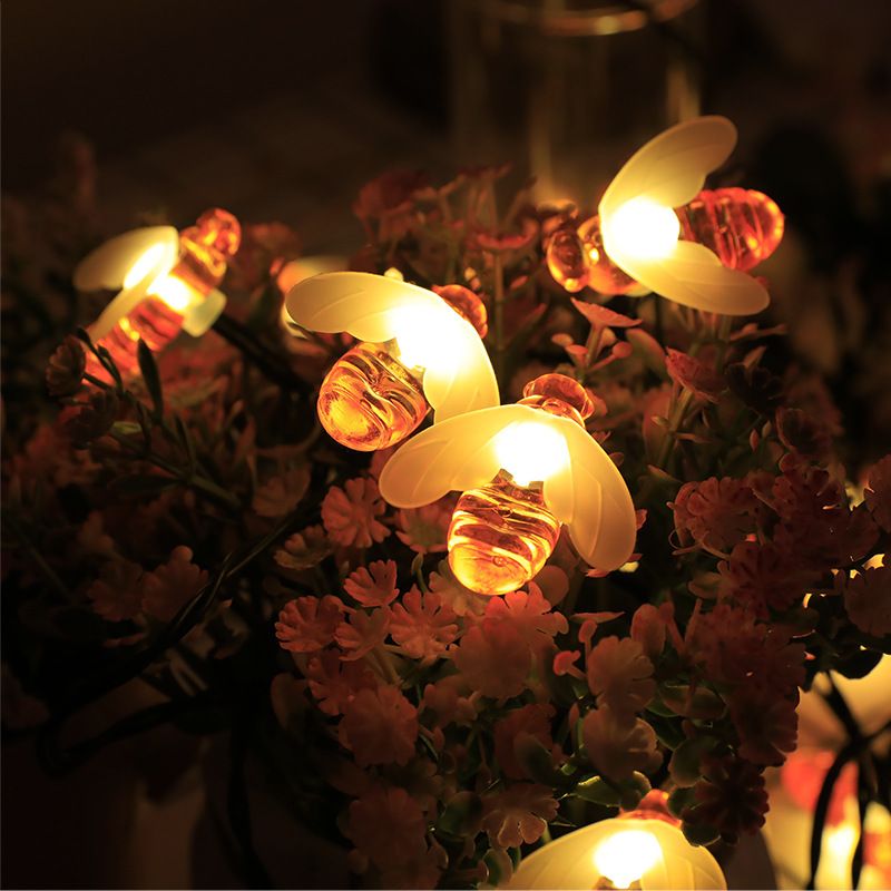 Solar Bee String Lights Outdoor Led Honeybee Fairy Lights Waterproof Solar Bumble Bee Lights for Garden Christmas Decor Warm White 7 Meters 50 Lights(8 โ image 4