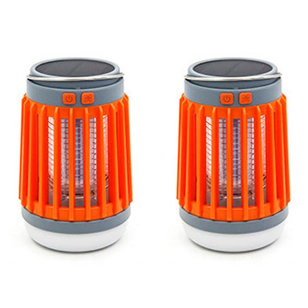 2pcs Solar and USB Mosquito Killer Camp Lamp Flashlight -Orange