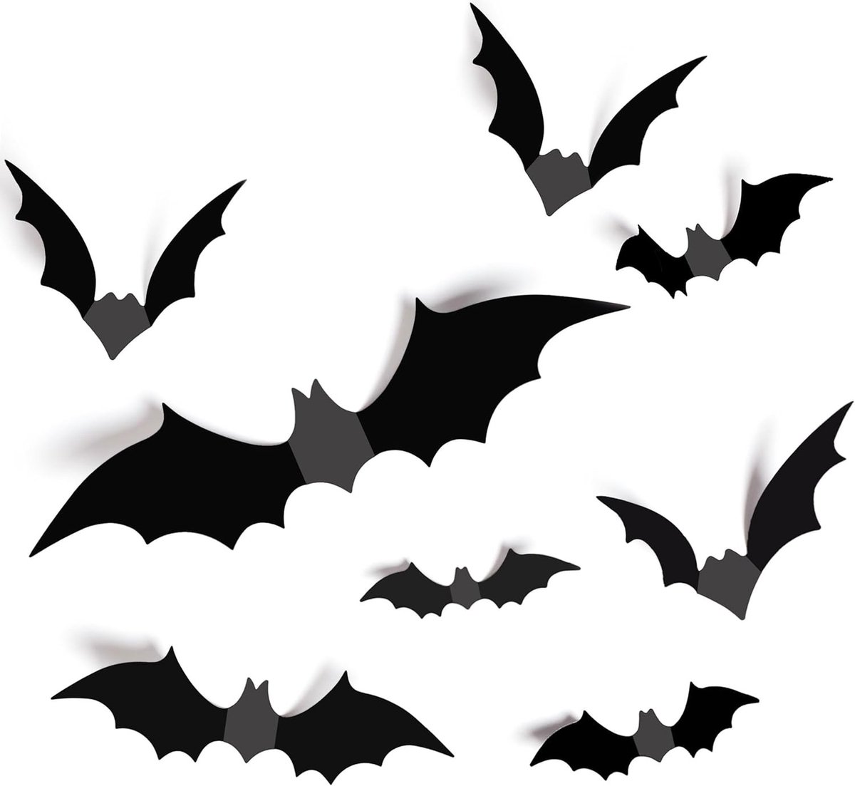 Halloween - 12-piece - Creative Bat Wall Decoration - Bat Decorative Lights - Illuminated 3D Bat - bat string lights - Stickers Various Sizes - for