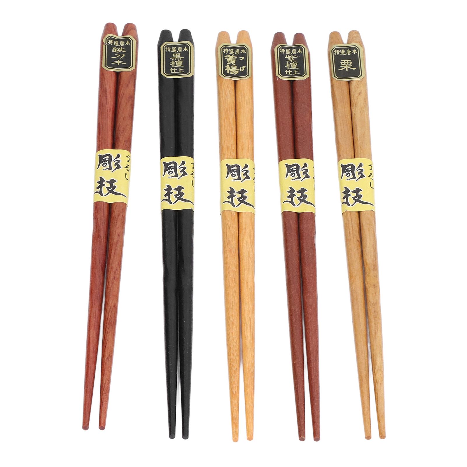 Chopsticks Set 5 Different Colors Natural Wood Antislip Design Feel Comfortable Chopsticks ReusablePointed Chopsticks — image 4