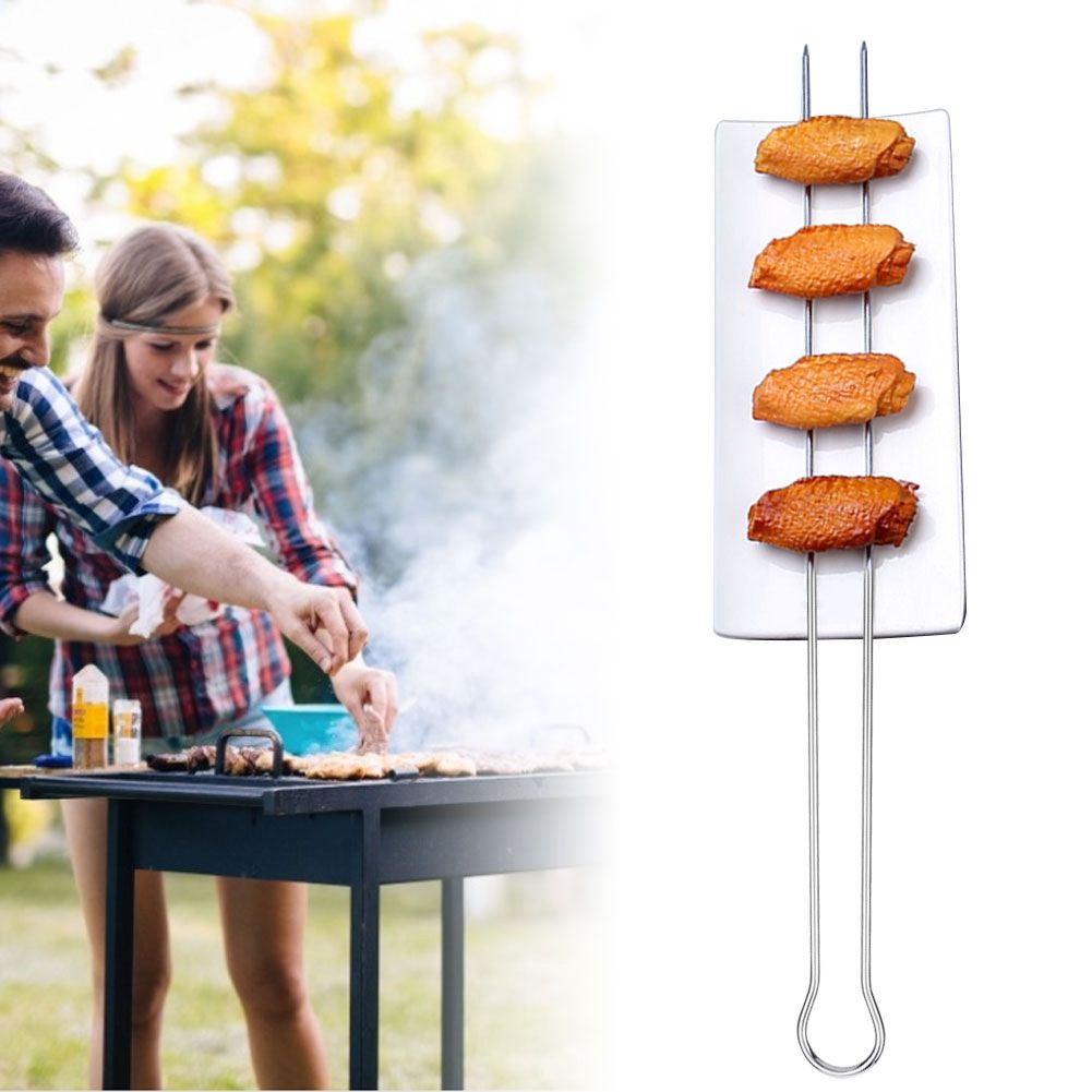 6Pcs Metal BBQ Grilling Fork Sticks Skewer BBQ Grill Set Outdoor Picnic Camping Barbecue — image 4