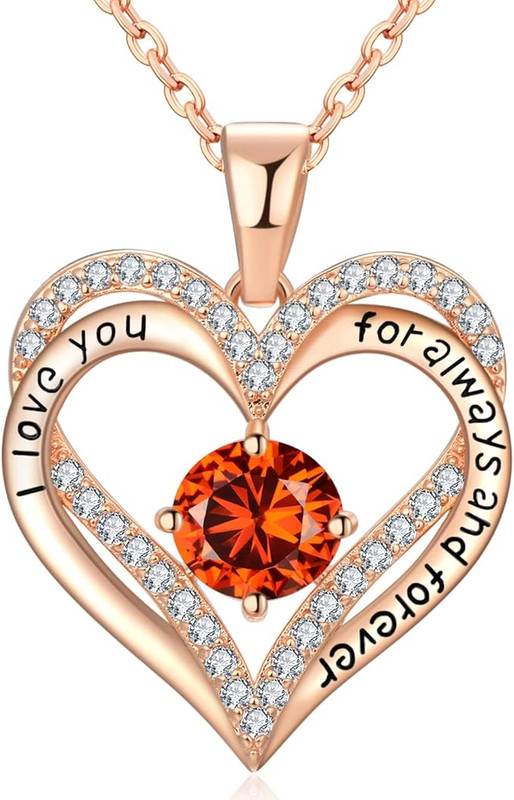 18K Rose Gold Necklaces for Women, 925 Sterling Silver Gifts for Mothers Day, Jewelry for Wife Mom Her Girlfriend, Birthstone Diamond Necklace for Birthday