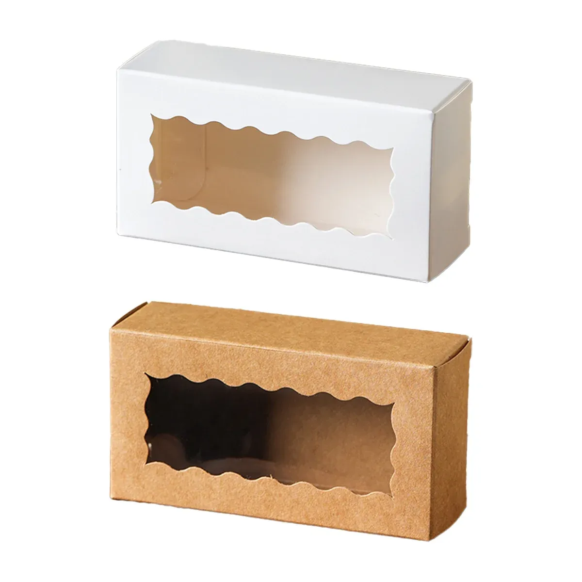 50PCS Kraft Paper Gift Box with Clear Window 10.5x3.5x5.5cm Khaki/White Sturdy - Khaki — image 3