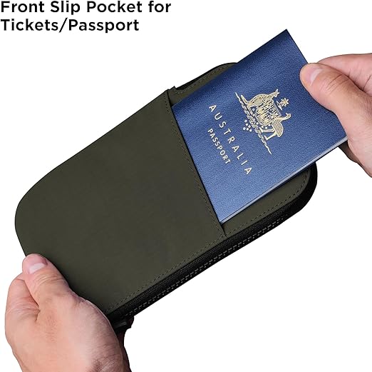 Travel Wallet - RFID Passport Holder, Self Locking Zipper Wear & Tear-Resistant Material, 3 Passport Pockets and 4 Card Slots - HUB Accessories-Blue — image 3