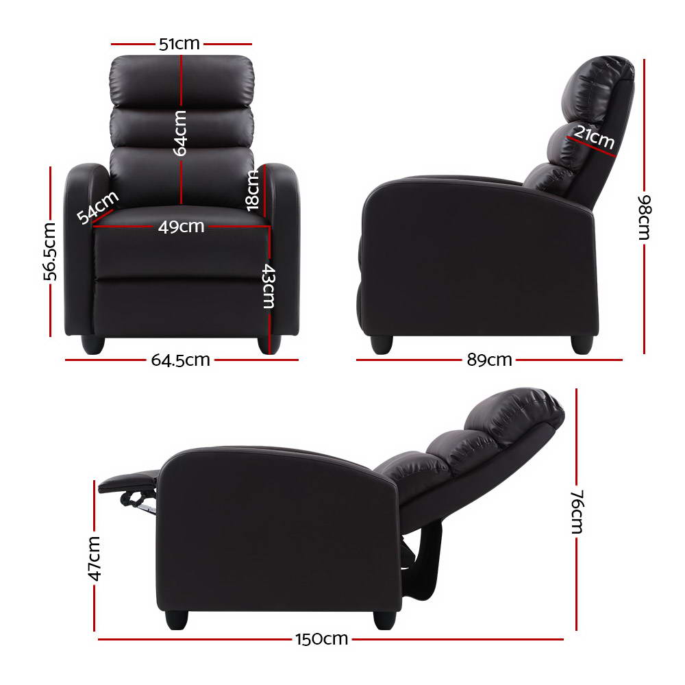 Artiss Recliner Armchair Brown Faux Leather Bolivia โ image 2