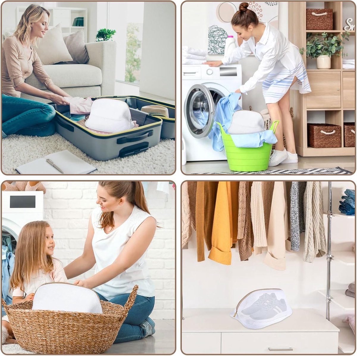 Laundry bag - Packing cubes - Laundry net - Women's shoe bag - Laundry bags with zipper - Compression zippered storage cubes - Reusable - 2 pieces - Shoe โ image 2