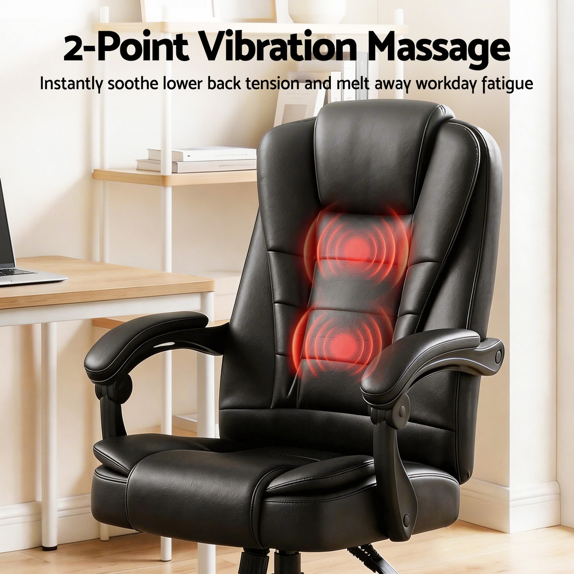 Artiss Massage Office Chair Executive Computer Gaming Chairs Black PU Leather โ image 4