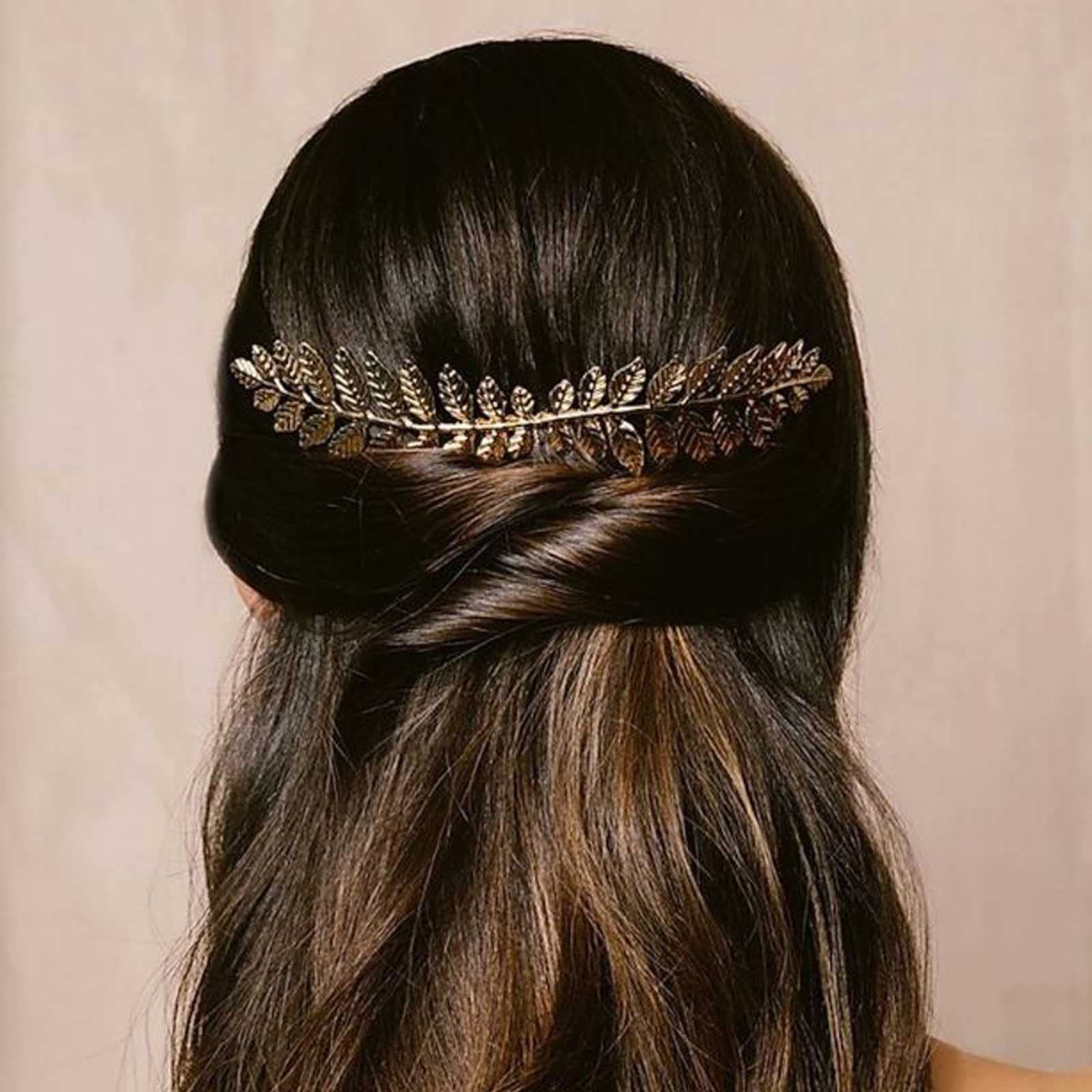 Vintage Leaf Hair Comb Barrette Gold Leaves Hair Clips Laurel Leaf Hair Comb Metal Hair Piece Greek Goddess Hair Comb (Gold) โ image 5