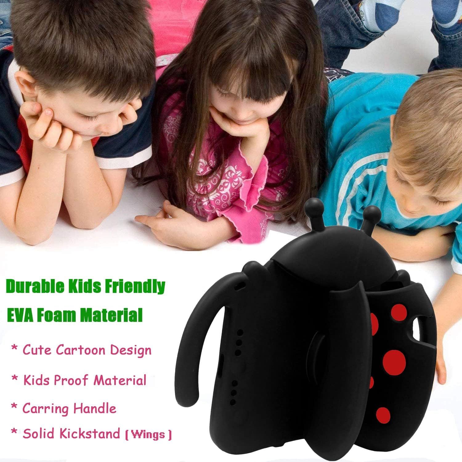 Kids Case for Mini 5/4/3/2/1 7.9 inch Only, Kids Proof Lightweight EVA Foam Stand Cover for Mini 5 (2019), Mini 4 - Ladybug, Black — image 3