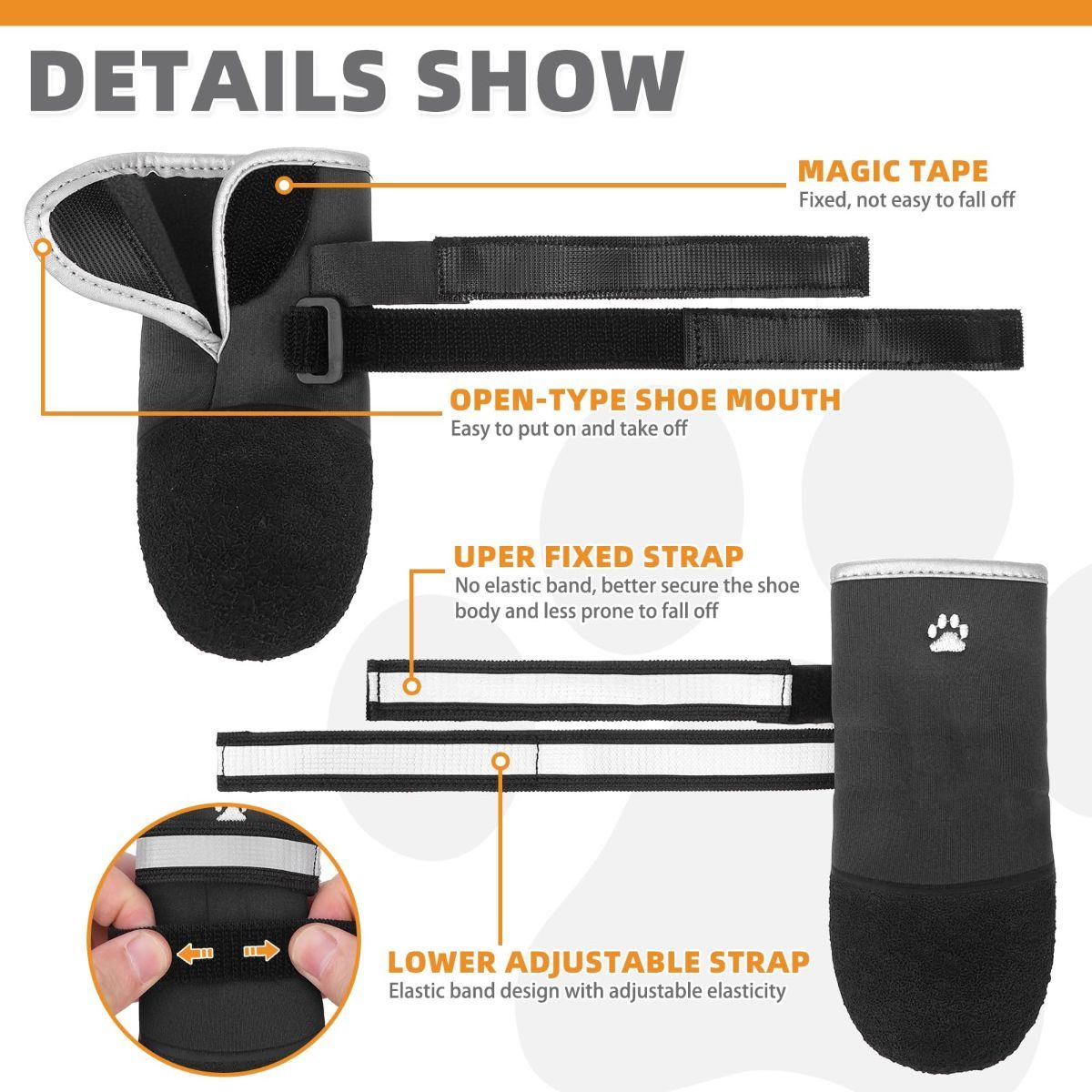 Dog Shoes for hot/Cold Pavement, Waterproof Dog Booties to Prevent Licking for Small Medium Large Size Dogs, Anti-Slip Dogs Boots & Paw Protectors — image 5