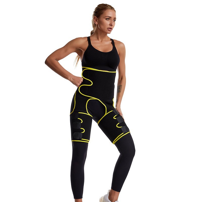 Yellow Women's 3-in-1 Body Shaper: Waist Cincher, Thigh Slimmer, Glute Lifter - Workout Gear (Size: S/M) โ image 2
