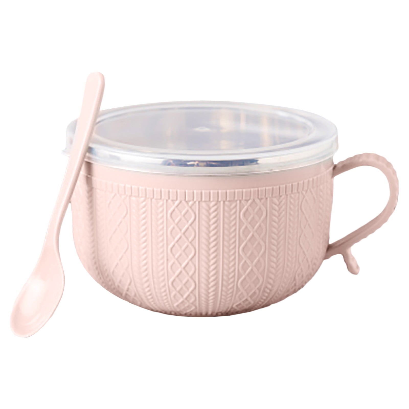 Soup Bowl with Handle, Food‑Grade Microwave Safe Bowl for Cereal and Snacks, Heat‑Resistant, 9.5 × 14 cm, Pink