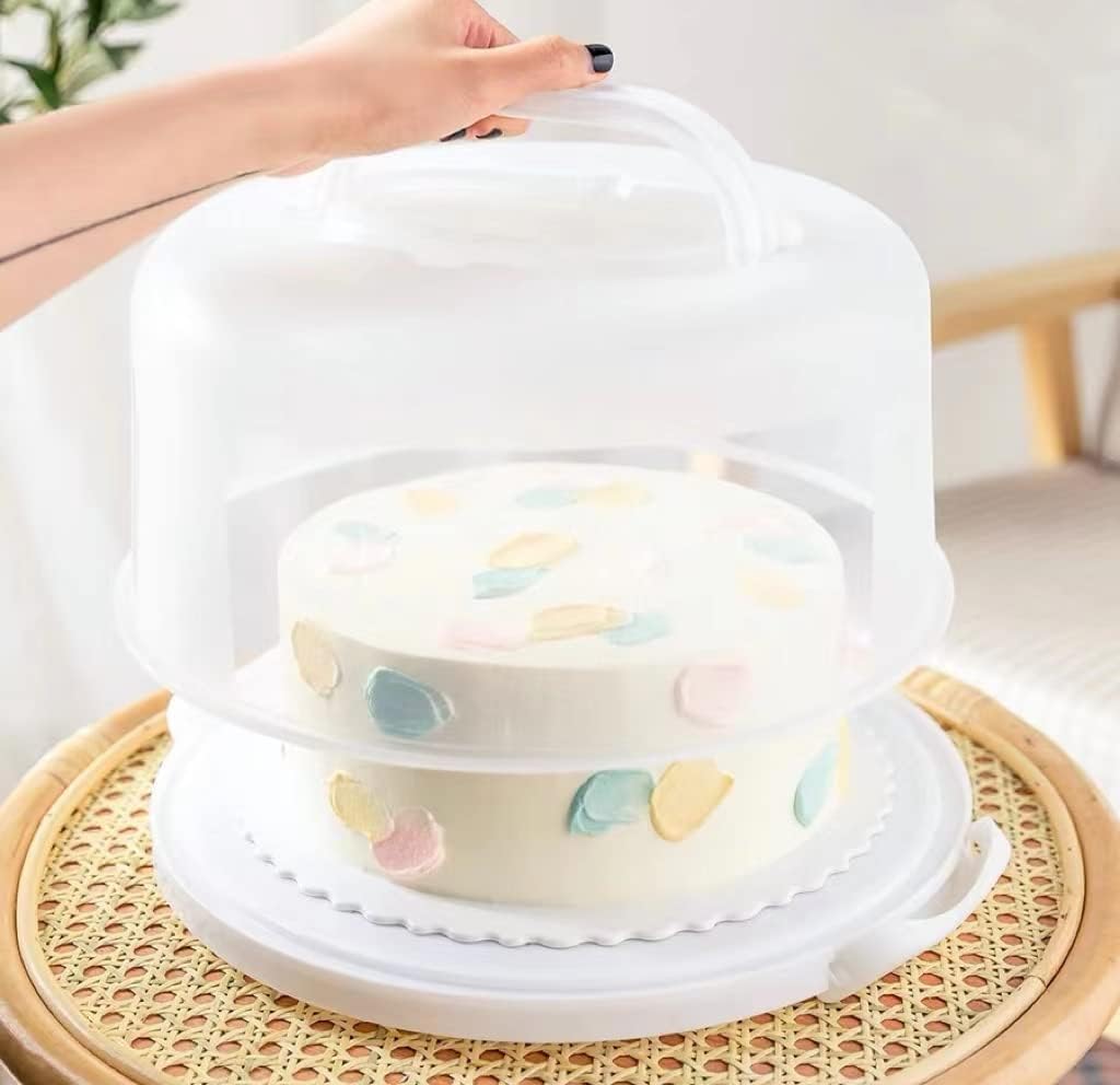 Large 10 Inch Cake Carrier Keeper Stand with Handles and Lids Container for Transport Cake Holder Tray with Cover Round Cupcake Storage Kitchen Cooking Box — image 4