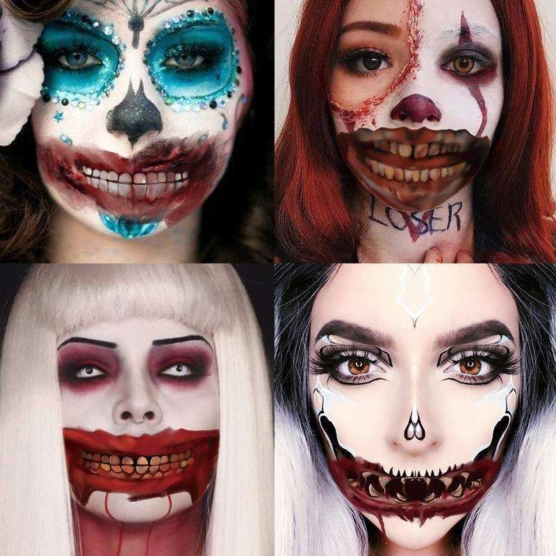 12pcs Halloween Wound Tattoo Mouth Tattoos, MultiColor — image 2