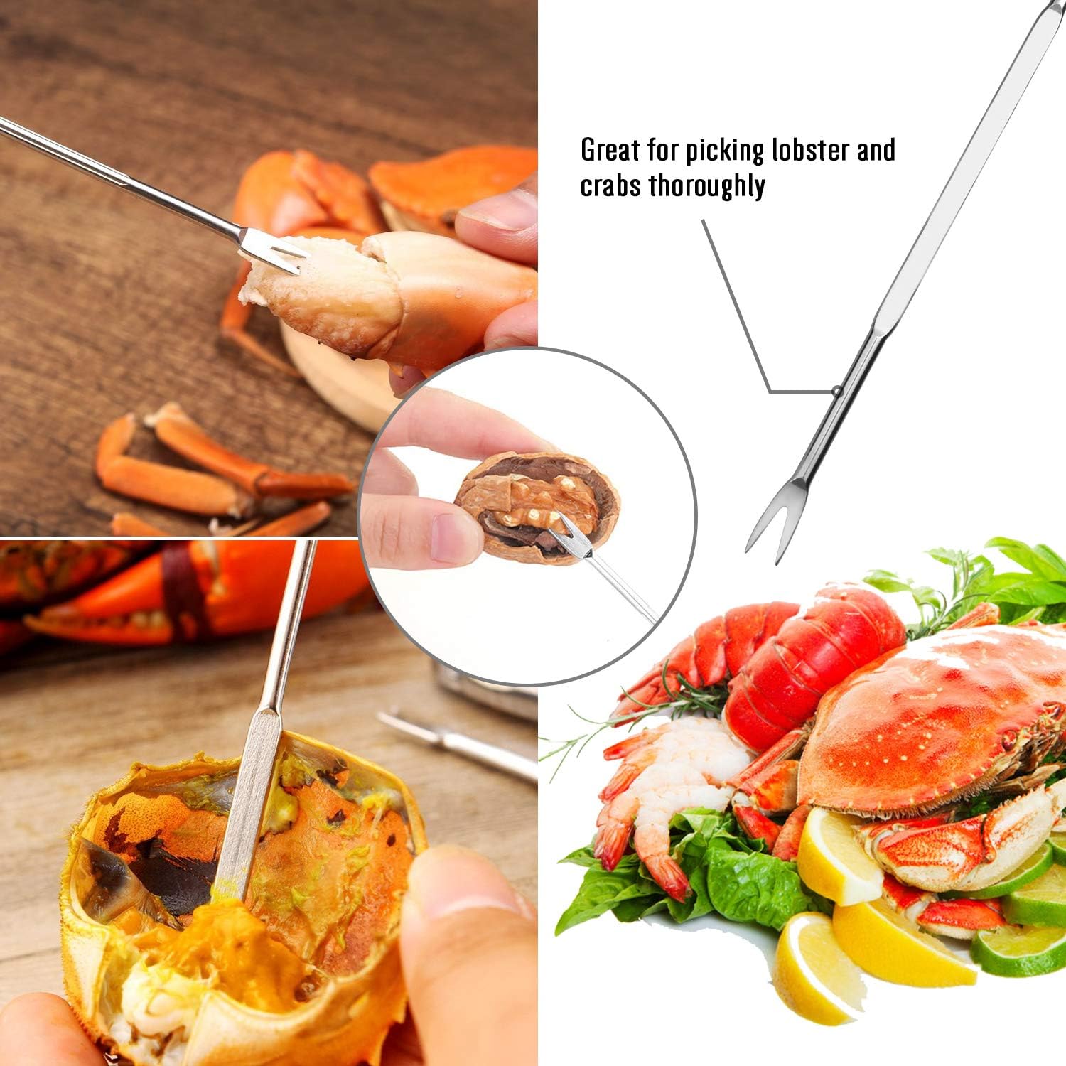 20-piece Seafood Tools Set includes 6 Crab Crackers, 6 Lobster Shellers, 6 Crab Leg Forks/Picks and 2 Seafood Scissors & Storage Bag - Nut Cracker Set โ image 5