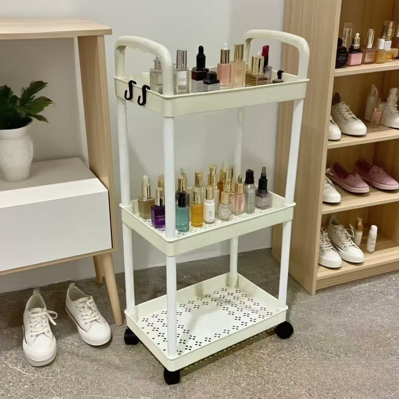 Five-Tier Rolling Cosmetics Storage Rack - Made of durable plastic, equipped with 360-degree swivel casters, strong load-bearing capacity - Suitable for โ image 6